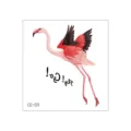 Waterproof temporary face tattoo sticker featuring a flying pink flamingo design. - Spread Wings Flamingo (CD-011)
