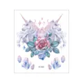 Adhesivo de tatuaje temporal impermeable con diseño de unicornio y rosa, estilo fresco. - FC-022