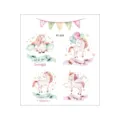 Pegatina de tatuaje temporal de unicornio impermeable lindo dibujo animado rosa para niños. - FC-024