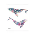 Waterproof temporary tattoo sticker with floral whale design for body art decoration. - FC-031