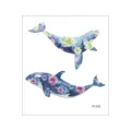Waterproof temporary tattoo sticker featuring watercolor whale and floral design for body art - FC-032