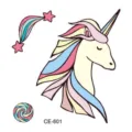 Pegatina de tatuaje temporal de unicornio lindo impermeable para niños arte corporal de dibujos - CE-601 Patrón de Unicornio (CE-601)