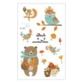 Cute autumn animals temporary tattoo sheet with cute cartoon bear squirrel owl for kids. - Autumn Animal Style (EC-593)