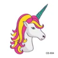 Lindo tatuaje temporal de unicornio de dibujos animados, diseño colorido para niños. - CE-604 Patrón de Unicornio (CE-604)