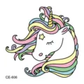 Waterproof cute unicorn temporary tattoo sticker for kids, colorful cartoon body art design. - CE-606 Unicorn Pattern (CE-606)