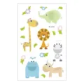 Cute cartoon animal temporary tattoo stickers sheet for kids, lovely giraffe, lion and elephant. - Cartoon Zoo Style (EC-615)