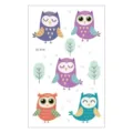 Cute cartoon owl temporary tattoo sticker sheet for kids, colorful waterproof body art decors. - Owl Style (EC-619)