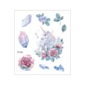 Waterproof watercolor unicorn rose crystal temporary tattoo sticker sheet for body art. - FC-020