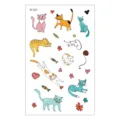 Cute cat temporary tattoo sticker for kids featuring colorful cute animals and fun designs. - Cartoon Cat Style (EC-621)