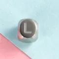 Stainless steel letter L cube charm bead, minimalist personalized jewelry accessory. - Letter L