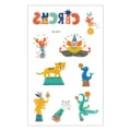 Autocollants de tatouage temporaire d'animaux de cirque de dessin animé pour enfants imperméables - Style EC-471