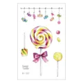 Cute cartoon candy temporary tattoo sheet for kids, colorful watercolor design style. - Dessert Cartoon Pattern (EC-021)