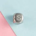 Stainless steel letter S cube bead DIY charm for stylish necklaces and bracelets. - Letter S
