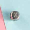 Stainless steel letter X cube bead accessory for minimalist DIY necklaces and bracelets. - Letter X