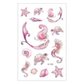 Waterproof children temporary tattoo sticker set with cute pink ocean mermaid and turtle. - EC-566