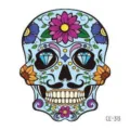 Adesivo per tatuaggio viso teschio di Halloween impermeabile per festa di bambini. - CE-313 / 60*60mm