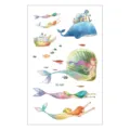 Kids waterproof temporary tattoo sticker sheet with cute marine mermaid and whale designs. - EC-567