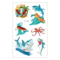 Waterproof kids temporary tattoo stickers, cute cartoon shark and surfing designs for party. - EC-259