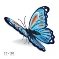 Waterproof blue butterfly temporary tattoo sticker, perfect for body art and fashion photo shoot style. - CC-129