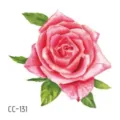 Watercolor pink rose temporary tattoo sticker floral body art waterproof design for women - CC-131