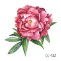 Waterproof watercolor peony flower temporary tattoo sticker for artistic body and face decor. - CC-132