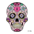 Adesivo per tatuaggio viso temporaneo teschio di zucchero rosa Halloween impermeabile bambini. - CE-316 / 60*60mm