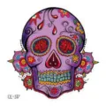 Sticker per tatuaggio teschio viola di Halloween, adesivo impermeabile per bambini art. - CE-317 / 60*60mm