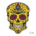 Adesivo per tatuaggio temporaneo teschio Halloween impermeabile festa decalcomania viso - CE-318 / 60*60mm