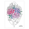 Waterproof temporary tattoo sticker featuring stunning watercolor peonies and mandala floral art. - Watercolor Peony (AL-026) / 210*150MM