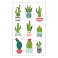 Hoja de pegatinas de tatuaje de cactus en maceta fresca arte corporal impermeable diseño - EC-533