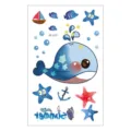 Kids waterproof temporary tattoo sticker sheet with cute ocean cartoon whale and starfish design. - EC-577