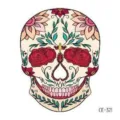 Tatuaggio temporaneo teschio di zucchero di Halloween, adesivo viso impermeabile per festa - CE-321 / 60*60mm