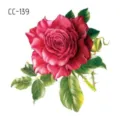 Waterproof red rose tattoo sticker, temporary floral body art design for fashion makeup and party. - CC-139