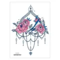 Waterproof temporary chest tattoo sticker with peony bird and beaded drop design. SKU AL-021 - Peony Swallow (AL-021) / 210*150MM