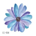 Waterproof blue watercolor flower temporary tattoo sticker, fresh floral body art design sku. - CC-108