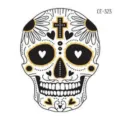 Adesivo per tatuaggio temporaneo viso teschio di Halloween con croce e design floreale - CE-323 / 60*60mm