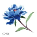 Waterproof blue flower temporary tattoo sticker, watercolor floral body art design. - CC-106