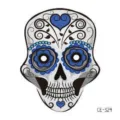 Adesivo per viso con teschio di zucchero di Halloween impermeabile tatuaggio temporaneo - CE-324 / 60*60mm