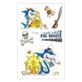 Kids waterproof temporary tattoo sticker sheet featuring cute cartoon pirate shark designs for kids. - EC-240