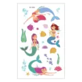 Cartoon mermaid temporary tattoo sticker sheet for kids, cute waterproof body art design. - Mermaid Style (EC-565)