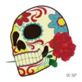 Adesivo per tatuaggio temporaneo con teschio impermeabile per festa di Halloween. - CE-327 / 60*60mm
