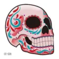 Adesivo per tatuaggio temporaneo teschio rosa Halloween viso per bambini e festa - CE-328 / 60*60mm