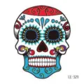 Adesivo tatuaggio viso temporaneo teschio di Halloween, trucco per festa colorato e divertente. - CE-329 / 60*60mm