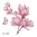 Watercolor pink magnolia flower butterfly temporary tattoo sticker waterproof body art decor - CC-123