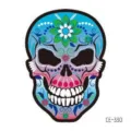 Adesivo per tatuaggio temporaneo teschio di Halloween impermeabile, design teschio colorato. - CE-330 / 60*60mm