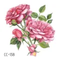 Waterproof floral temporary tattoo sticker featuring watercolor pink roses for art and beauty. - CC-138