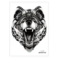 Temporary bear tattoo sticker, black geometric mandala animal design, waterproof body art variant. - Bear Totem (AL-034) / 210*150MM