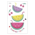 Niedlicher Cartoon-Frucht-Tattoo-Aufkleber mit süßem Wassermelonen- und Kirschmuster für Sommer. - EC-544