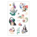 Waterproof cartoon mermaid temporary tattoo sticker sheet for kids with cute ocean designs. - Mermaid Style (EC-175)