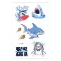 Kids waterproof temporary tattoo sticker sheet featuring cute cartoon sharks for party decoration. - EC-236
